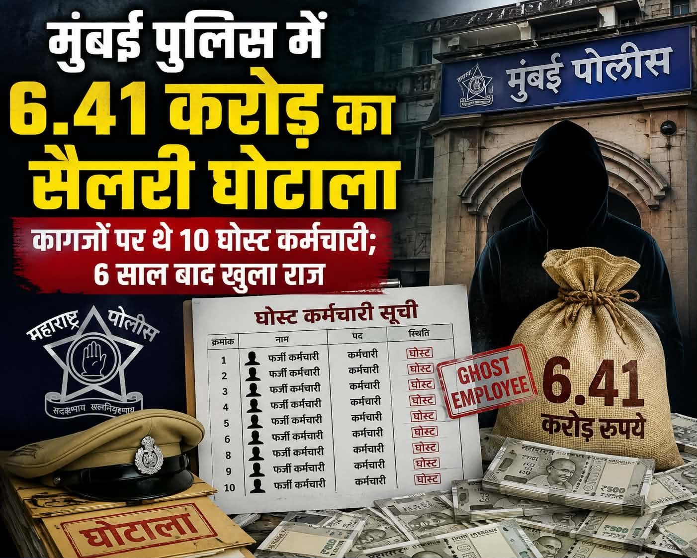 मुंबई पुलिस में 6.41 करोड़ का सैलरी घोटाला……